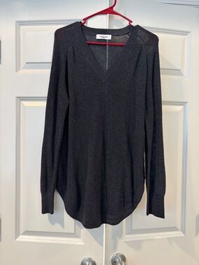 Charcoal V-Neck Lightweight Sweater